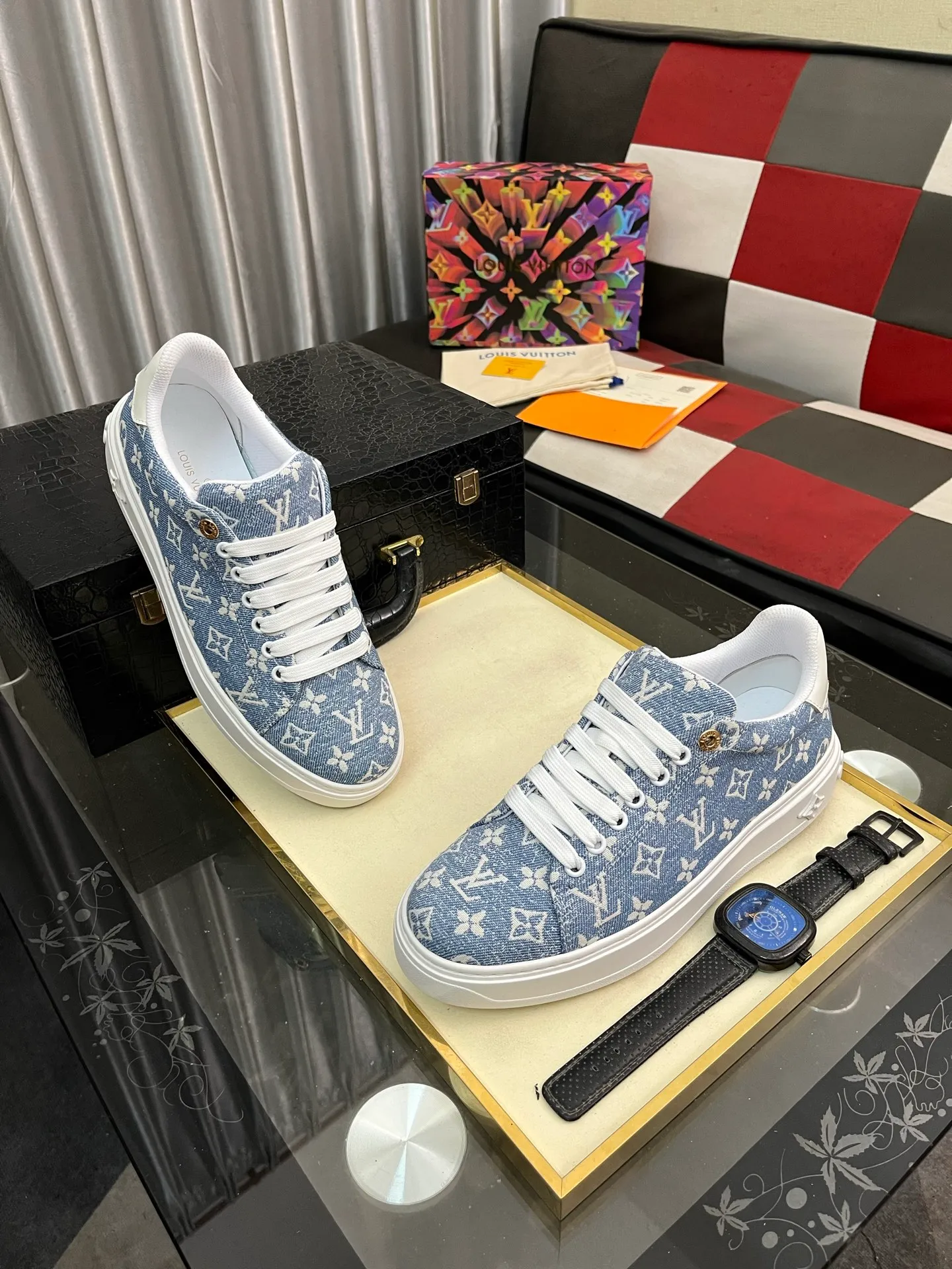 Men's shoes 💰540⌚️⌚️[Louis Vuitton LV] Dad shoes are popular casual sports shoes with outsole, breathable and comfortable, easy to walk, trendy men's versatile fly woven epoxy matching ➕leather lining➕Gucci's popular original outsole, sports and running style, super comfortable. Size 38-445️⃣Colors available